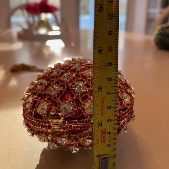 PINEAPPLE | Rhinestone Evening Clutch Purse with Gold chain-Vintage - Picture 10 of 13